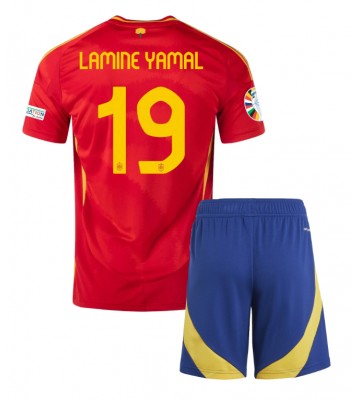 Spanien Lamine Yamal #19 Replika Babytøj Hjemmebanesæt Børn EM 2024 Kortærmet (+ Korte bukser)